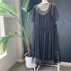 Torrid Black Mesh Short Sleeve Skater Dress